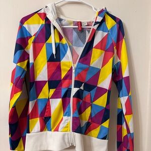 H&M Multicolor Geometric Zip-Up Hoodie